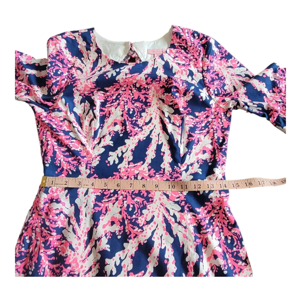 Lilly Pulitzer Fiesta Stretch Dress Nauti Navy Beyond the Sea Pink Coral Size 2 - Picture 15 of 17